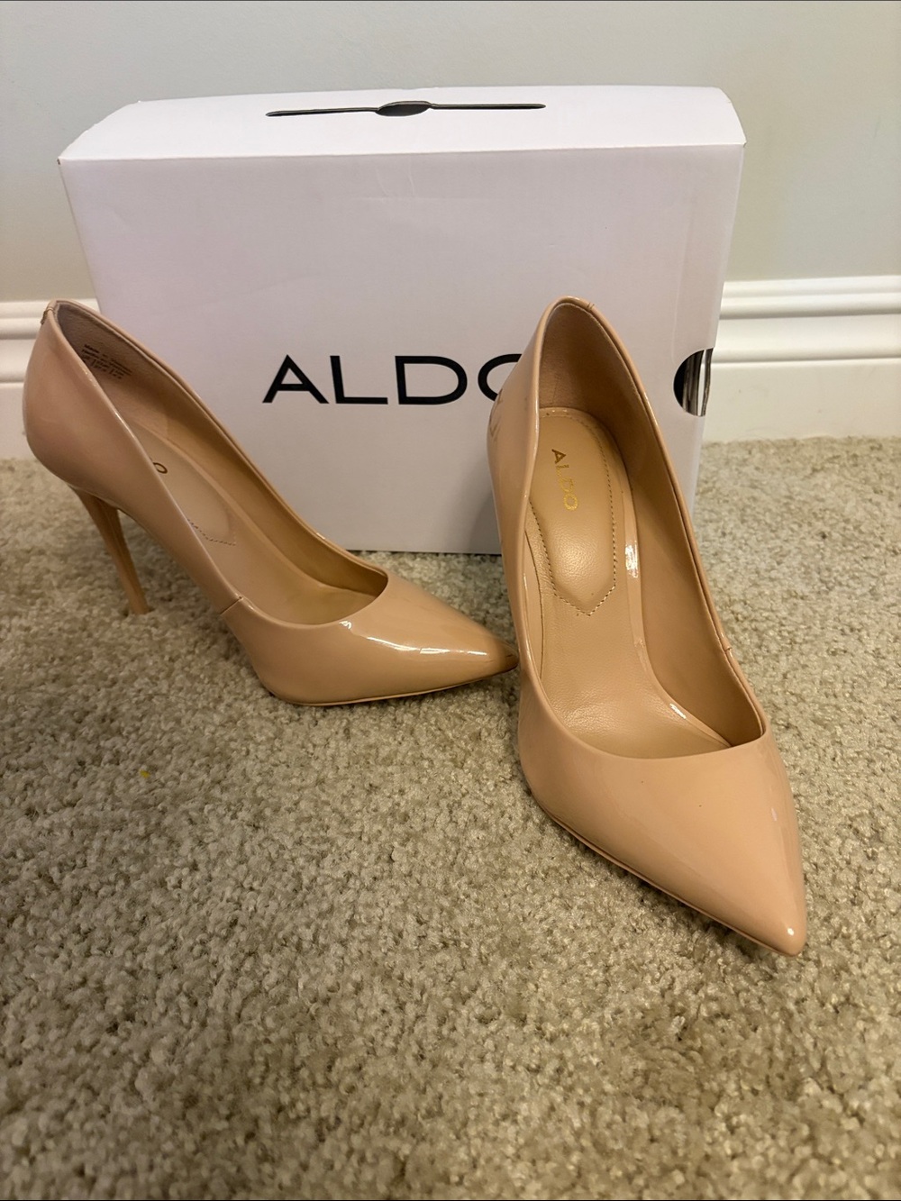 ALDO Nude Patent Pointed Toe Stiletto Pumps